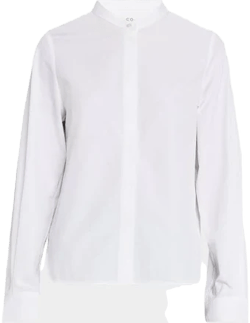 Women's Cotton Poplin Stand-Collar Button Down Shirt