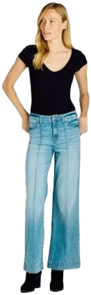 Time and Tru Women's Wide Leg Jeans with Seam Details