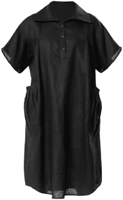 Metamorphoza Women's Midi Linen Dress with Side Pockets