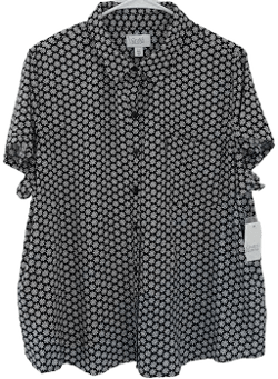 Women's Croft & Barrow Black & White Floral Button-up Blouse Size Pxxl