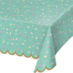 Creative Converting Floral Tea Party Plastic Tablecloth, 1 ct, Multi-Colored, 54" x 102", 1 ct 102" x 54" (Rectangular)