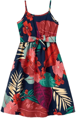 Floral Panel Tee and V-Neck Strap Dress with Hidden Snap