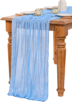 MLMW 6 Pack Light Blue Cheesecloth Table Runner Boho Gauze Rustic Cheese Cloth 160 inch Sheer Baby Blue Coastal Table Runner 13.3ft for Wedding Party Baby Bridal Shower Birthday