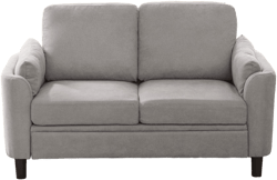 50" Small Modern Loveseat Sofa, Mid Century Fabric Love Seat with Back Cushions and Wood Legs, Upholstered 2-Seater Couch for Lving Room, Bedroom and Small Space, Light Grey Lightgrey