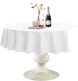 Softalker Round Tablecloth, Waterproof & Stain Resistant Table Cloth Wrinkle Free Fabric Washable 210GSM Polyester Table Cover for Spring/Party/Outdoor - 108 inch,White White 108" (Round)