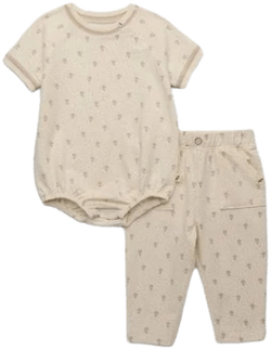 Baby Unisex French Terry Bodysuit and Pants Set with Pockets