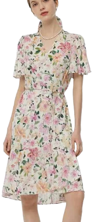 Mulberry Silk Floral Print V-Neck Maxi Dress