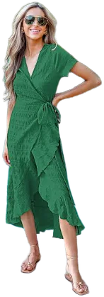 Cupshe Canada Short Sleeve Wrap Maxi Dress