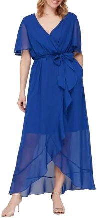SLNY Belted Long Wrap Dress Women's