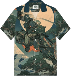 Mobile Suit Gundam Print Camp Collar Shirt