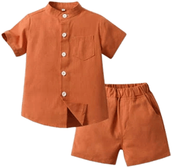 Timegard Toddler Baby Boy Button Down Shirt and Shorts Sets