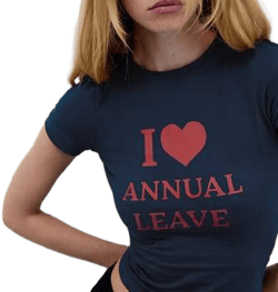 Sutin Tee in Navy with Red I Love Annual Leave Graphic
