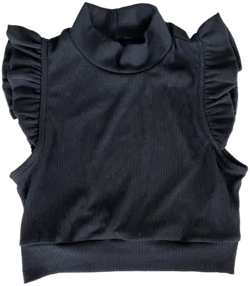 High Neck Ruffle Sleeve Crop Tank Top