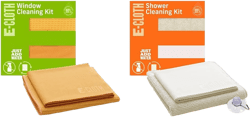E-Cloth Window Cleaner & Shower Cleaning Cloth Kits - Water Activated Microfiber Towels for Streak-Free Windows, Bathroom Surfaces