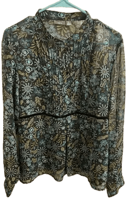 Apt 9 Xl Floral Pattern Long Sleeve Sheer Top