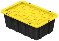 Extra Strength Clear With Built In Handle - Black And Yellow, Stackable, 8 PACK Of Medium 12 Gallon Plastic Storage Bin Tote Organizing Container With Ultra Durable Secure Latching Lids
