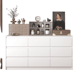 FUFU&GAGA Modern Horizontal Dresser High Gloss 9 Drawer Wooden Chest of Drawers Bedroom White