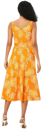 Floral Print Cotton Twill Sundress with Sash Tie