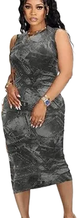 Nwt Sheer Mesh Print Bodycon Stretch Sleeveless Dress Large ~ Club Beach | Color: Black | Size: L | Lisa_Dodds's Closet