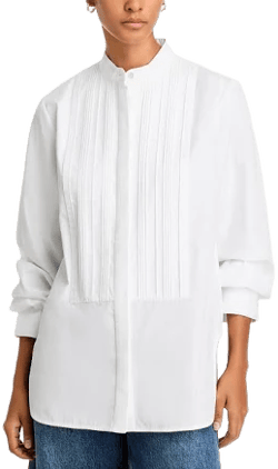 CO Women's Pleated Bib-Front Tuxedo Shirt