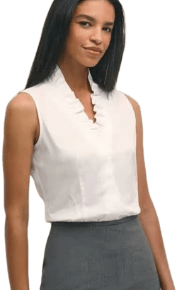 Brooks Brothers Women's Fitted Non-Iron Stretch Supima Cotton Ruffle Shirt