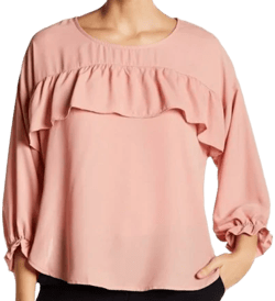 Halogen Light Pink Ruffle Front Blouse