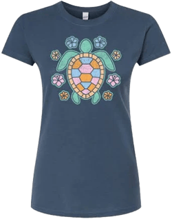 Hybrid Apparel Juniors Turtle Flower Graphic Tee