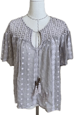 House of Harlow 1960 Crochet Boho Silk Top