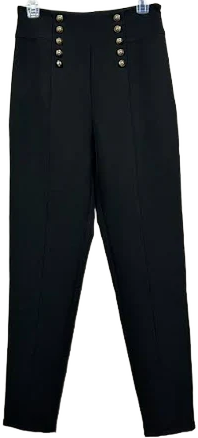 High-Waisted Pants with Gold Buttons
