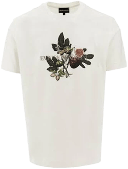 Emporio Armani Men's Asv Glass And Foliage Print Short Sleeve T-Shirt