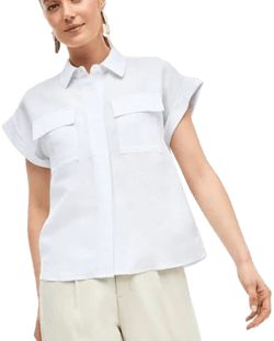 INC International Concepts Women's Linen-Blend Short-Sleeve Blouse
