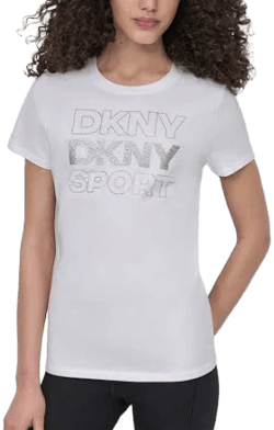 DKNY Women's Sport Glitter Logo Crew Neck T-Shirt