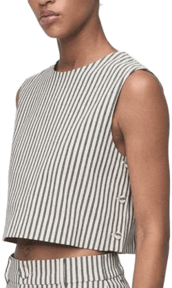 MANGO Women's Buttons Striped Top