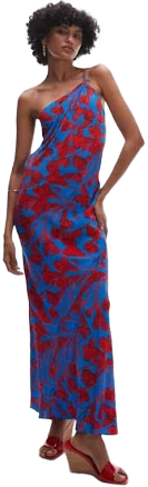 Topshop Asymmetric One-Shoulder Open Back Floral Maxi Dress