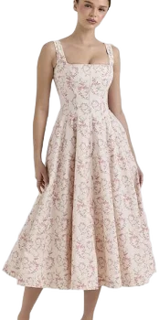 Mariabella Floral Print Cotton Midi Sun Dress