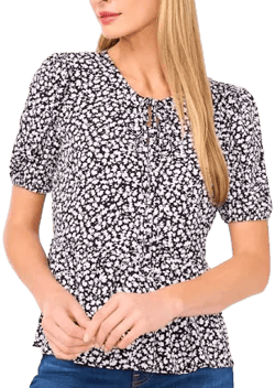 CeCe Women's Tie-Front Floral-Print Top