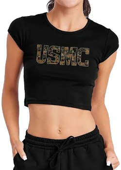 U.S. Marine Corps Baby Rib Cropped Graphic Tee