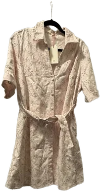 Solitaire Women’s Floral Pastel Shirt Dress Size Large Cuff Sleeve