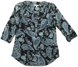 Croft & Barrow Top Women's Xs Multicolor Paisley Floral Button Front