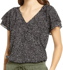 Halogen Ruffle Short Sleeve Blouse