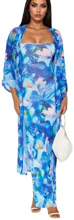 Fashion Nova Venezia Scoop Neck Floral Maxi Dress Set