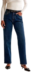Abercrombie & Fitch Women's Curve Love High Rise Vintage Straight Jean