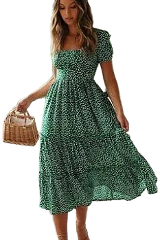 Floral Print Square Collar Maxi Dress