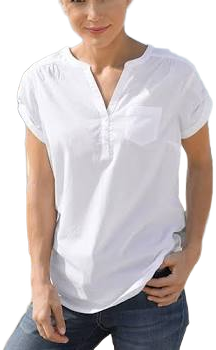 Creation L V-Neck Button Panel Blouse