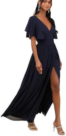 Lulus Flutter Sleeve Wrap Maxi Dress