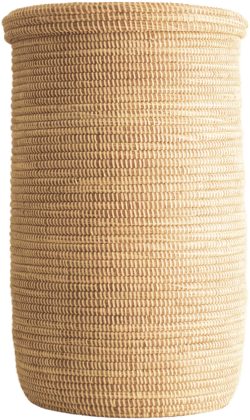 African Woven Basket, Laundry Hamper, Natural Boho Seagrass Basket with Lid - YOGA Beige Large