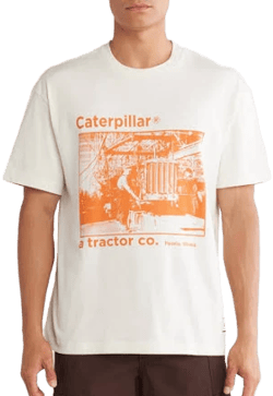 CAT WWR Men's Vintage Mechanic Cotton Graphic T-Shirt