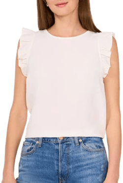 Halogen Women's Textured Ruffle Button Top