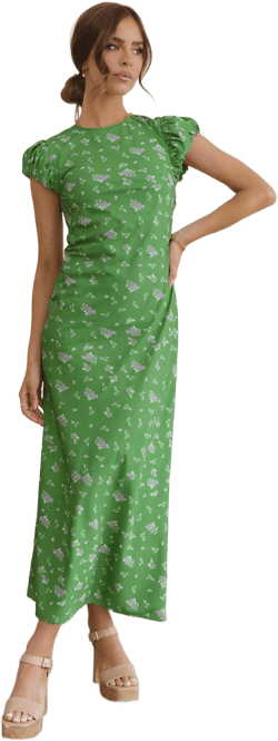 böhme Ellianna Floral Non Stretch Maxi Dress