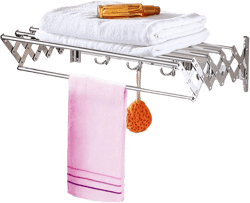 Wall Mounted Clothes Drying Rack Stainless Steel Retractable Foldable Laundry Drying Rack for Room/Bathroom Tower Easy to Install (Color : Silver, Size : 60x30cm/24x12in)